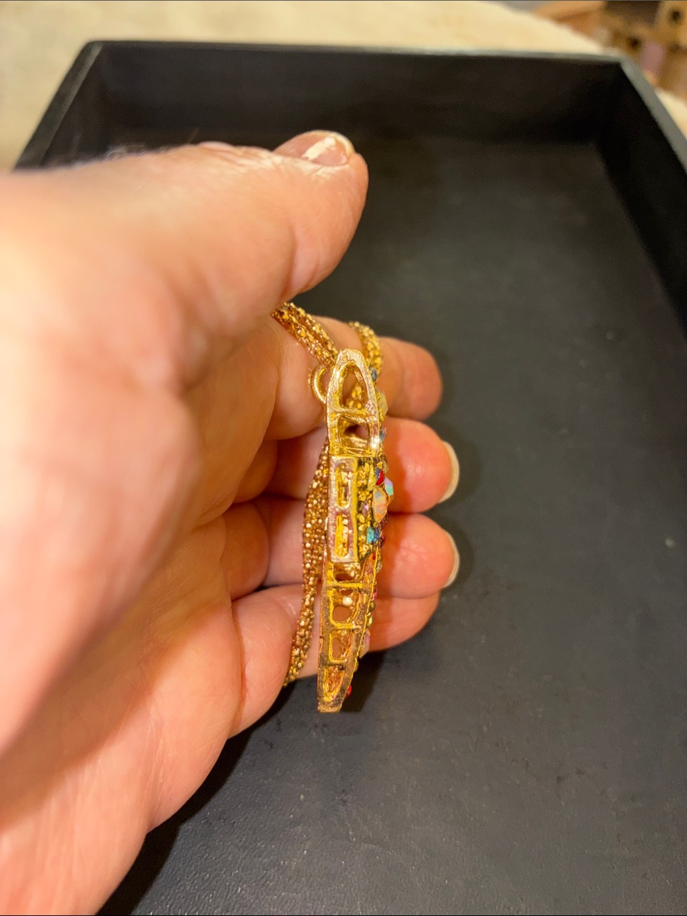 Gold Cross with Multicolor Rhinestones - Picture 6 of 9